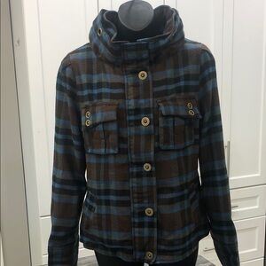 Le Château Blue & Brown Plaid Jacket – Women’s Medium – Hideaway Hoodie